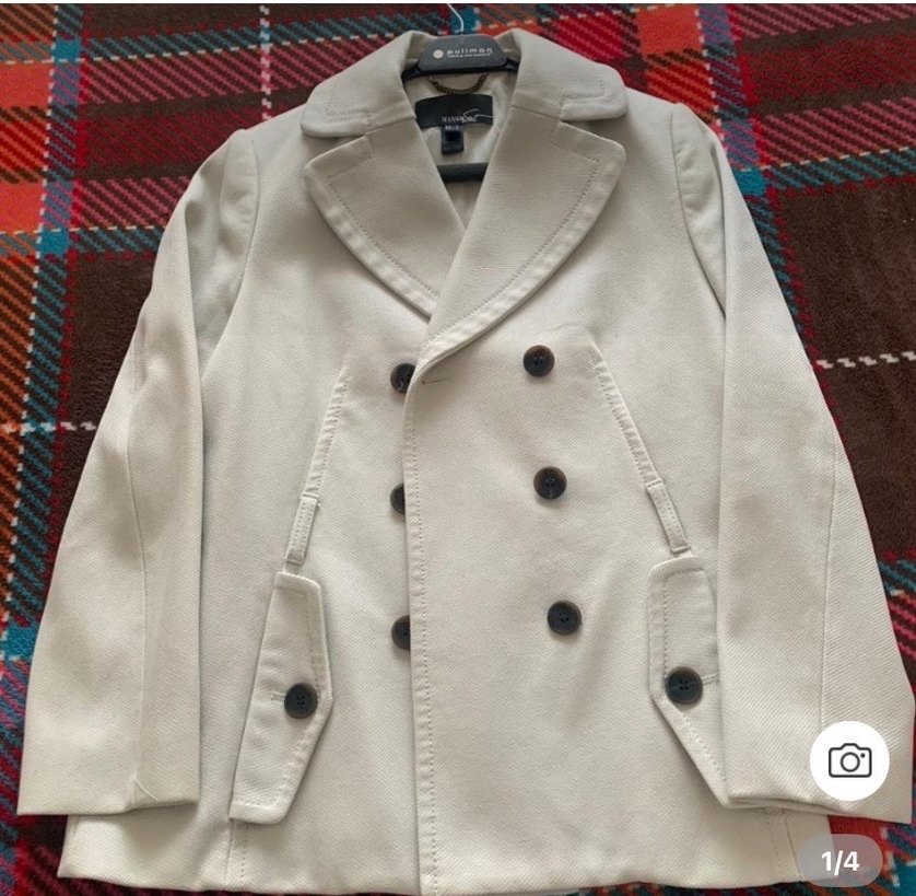 Düğmeli krem kadın kaban - Görsel 2