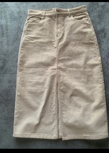 Bej Kadın Midi fitilli Etek - Görsel 5