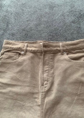 Bej Kadın Midi fitilli Etek - Görsel 4