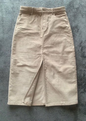 Bej Kadın Midi fitilli Etek - Görsel 6