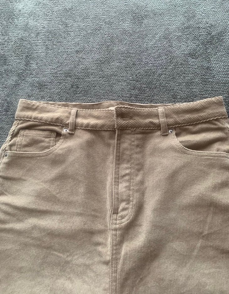 Bej Kadın Midi fitilli Etek - Görsel 4