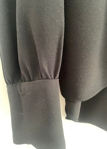 Siyah V Yakalı Uzun Kollu Kadın Bluz - Görsel 2