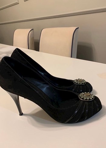 Kemerli Vintage Siyah Dolgu Topuklu Kadın Ayakkabı - Görsel 3