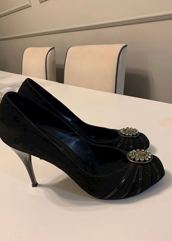 Kemerli Vintage Siyah Dolgu Topuklu Kadın Ayakkabı - Görsel 2