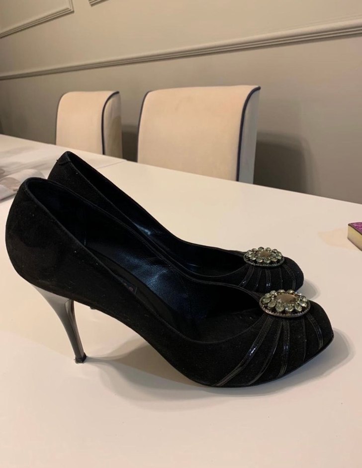 Kemerli Vintage Siyah Dolgu Topuklu Kadın Ayakkabı - Görsel 2