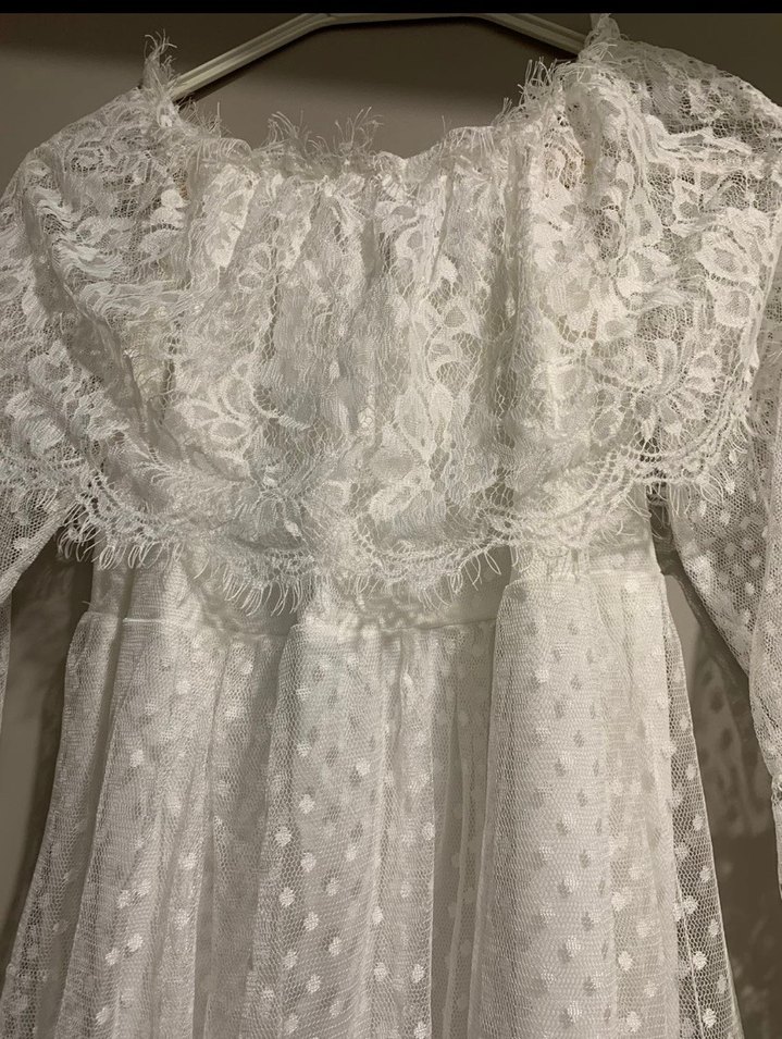 Dantel Detaylı Uzun Beyaz Bohem Elbise - Görsel 3