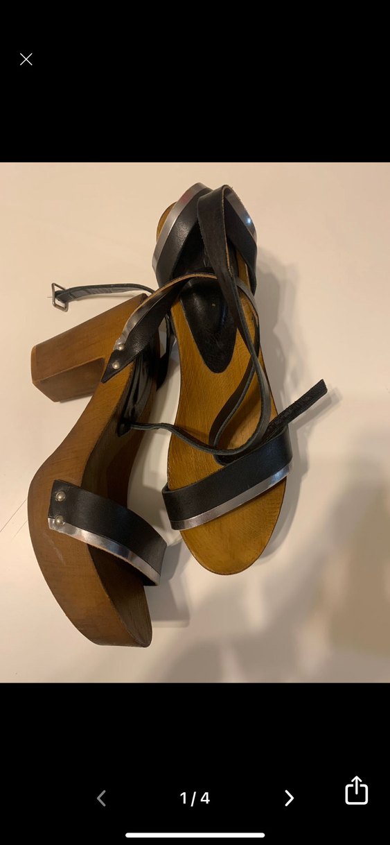 Kahverengi Deri Platform Topuklu Kadın Sandalet - Görsel 4