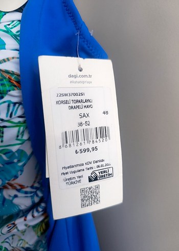 48 Beden Bohem Mini Mavi Pliseli Kadın Mayo