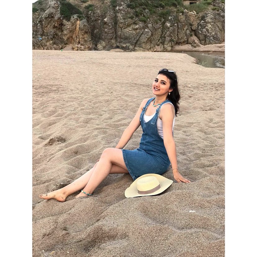 Kadın Mavi  Desenli Kısa Denim Tulum - Görsel 4