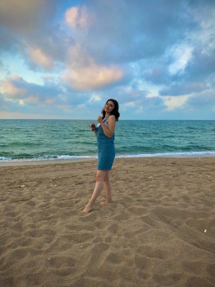 Kadın Mavi  Desenli Kısa Denim Tulum - Görsel 2