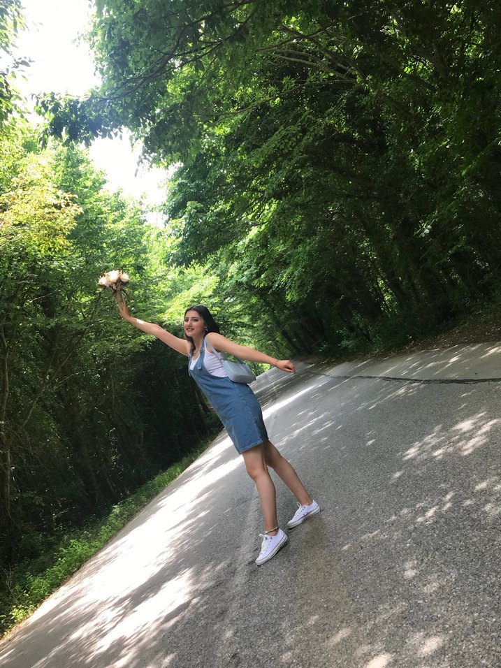 Kadın Mavi  Desenli Kısa Denim Tulum - Görsel 3