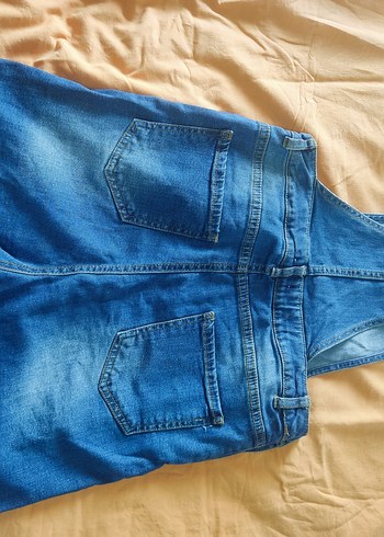 çocuk Mavi Denim Kısa Salopet - Görsel 2