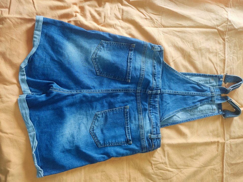 çocuk Mavi Denim Kısa Salopet - Görsel 2