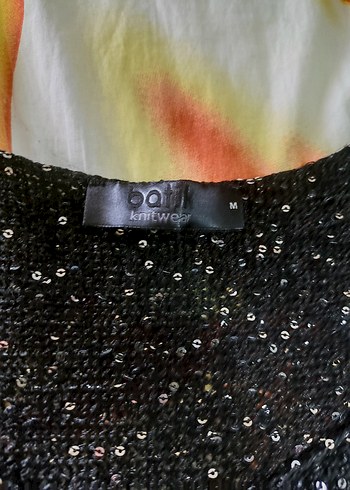 Parlak Pul Detaylı Siyah Mini Bluz - Görsel 2