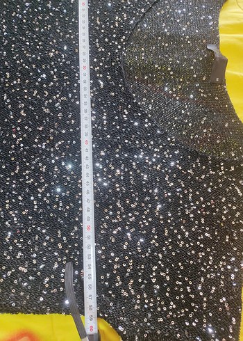 Parlak Pul Detaylı Siyah Mini Bluz - Görsel 5