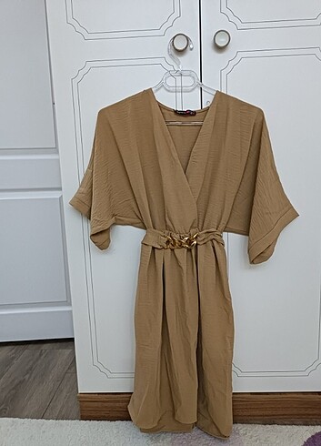 38 Beden camel Renk Elbise