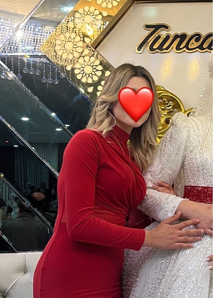 KIRMIZI TÜL DETAYLI ELBİSE - Görsel 2