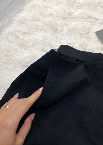 36 Beden siyah Renk Kadın Siyah Kemerli Normal Kesim Pantolon