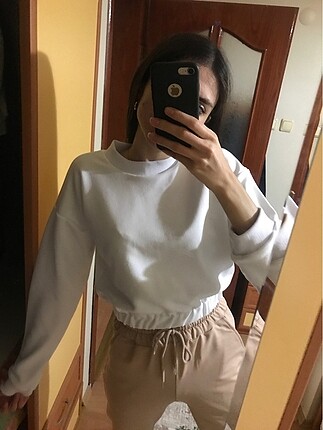 Mango Kısa Beyaz Sweat