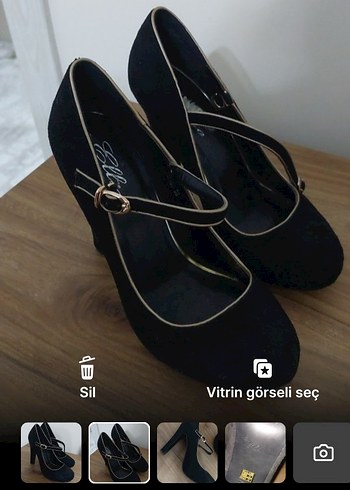 Siyah Süet Tokalı Stiletto Topuklu Kadın Ayakkabı - Görsel 2