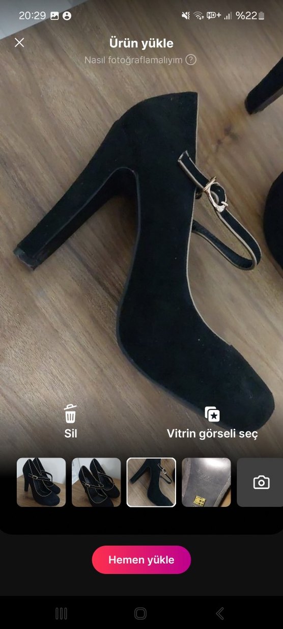 Siyah Süet Tokalı Stiletto Topuklu Kadın Ayakkabı - Görsel 3