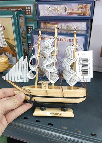 Beyaz Ahşap Yelkenli Gemi Figürü - Görsel 2