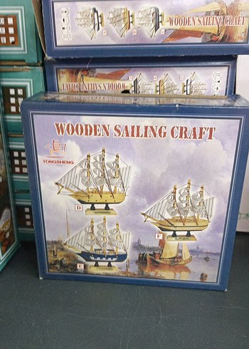 Beyaz Ahşap Yelkenli Gemi Figürü - Görsel 3