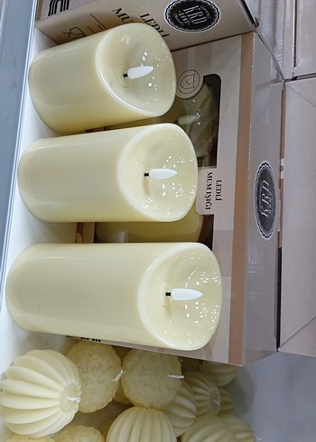 Beyaz LED Mum Seti 3'lü Büyük - Görsel 2