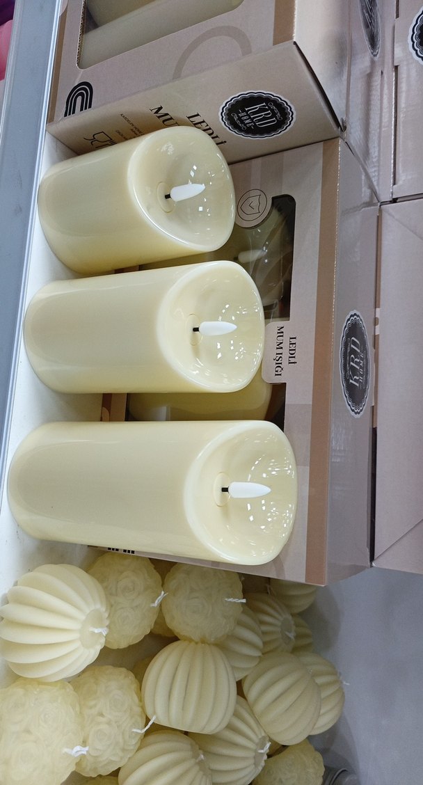 Beyaz LED Mum Seti 3'lü Büyük - Görsel 2