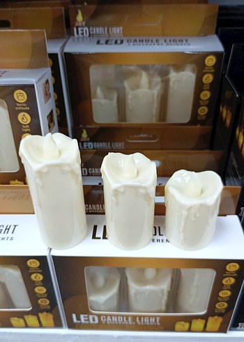 Beyaz LED Mum Seti, Farklı Boylarda 3'lü - Görsel 4