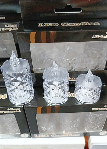 Beyaz LED Mum Seti, Farklı Boylarda 3'lü - Görsel 2