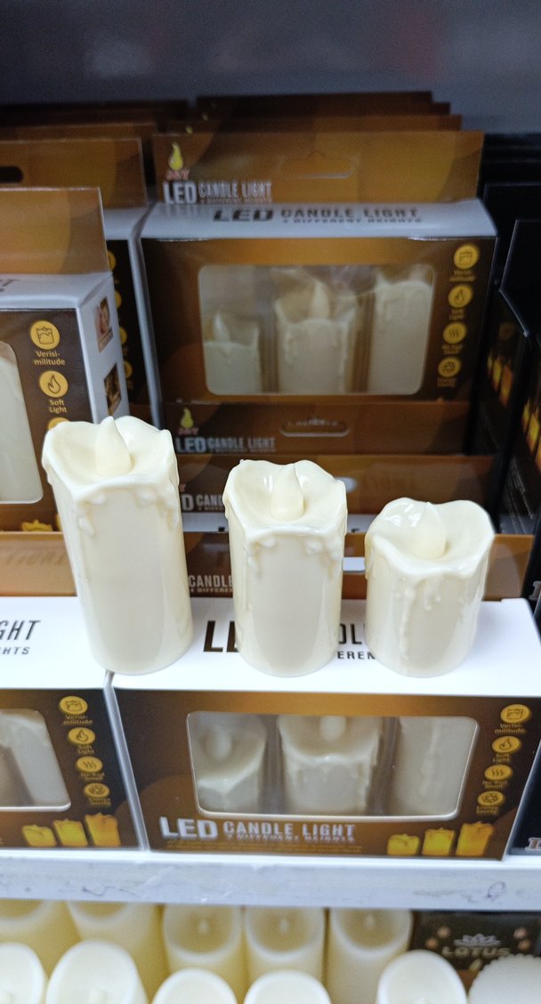 Beyaz LED Mum Seti, Farklı Boylarda 3'lü - Görsel 4