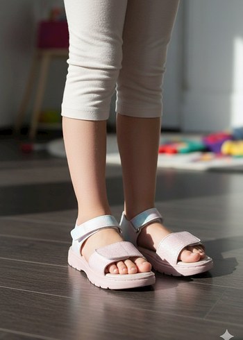 Pembe Simli Kız Çocuk Sandalet - Görsel 2