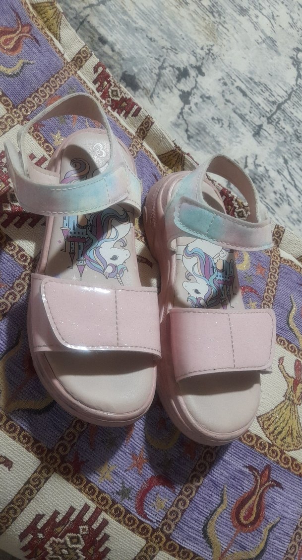 Pembe Simli Kız Çocuk Sandalet - Görsel 3