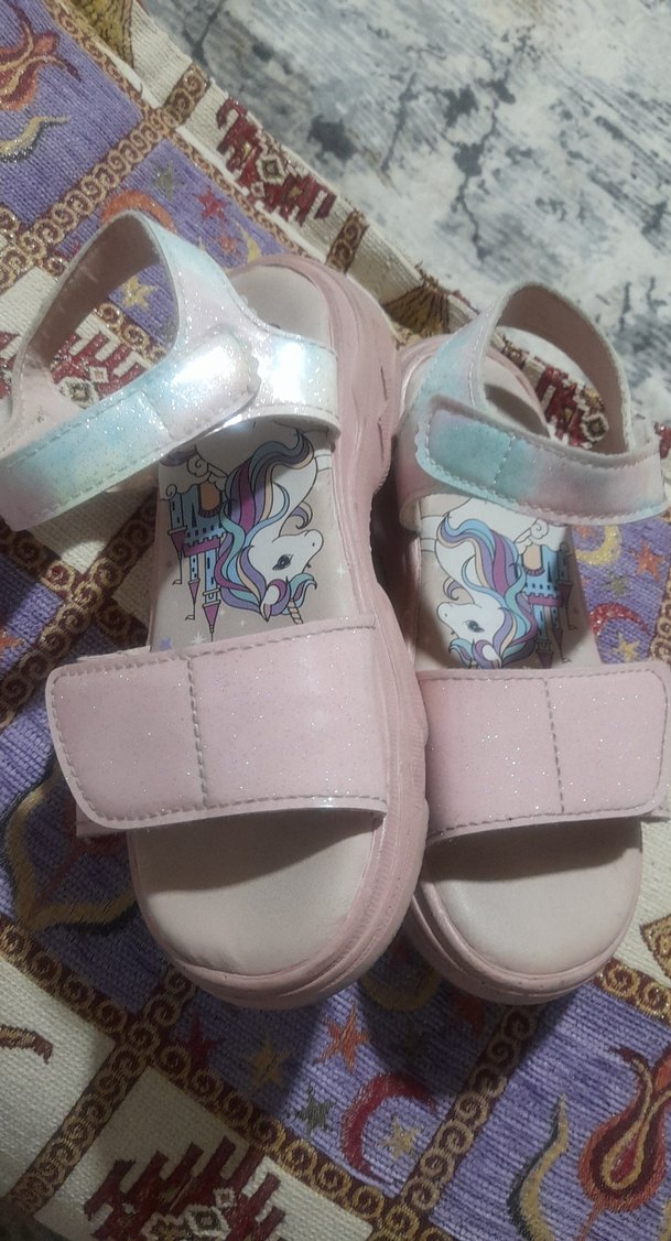 Pembe Simli Kız Çocuk Sandalet - Görsel 4