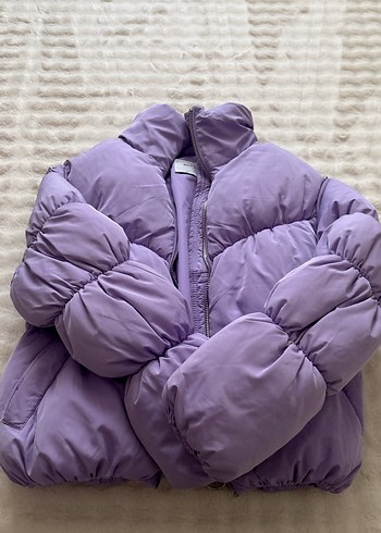 Bershka Mor Fermuarlı Kadın Kışlık Mont