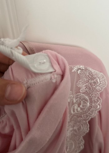 Nakış Detaylı Pembe Bohem Kadın Uzun Sabahlık lohusa takım - Görsel 5