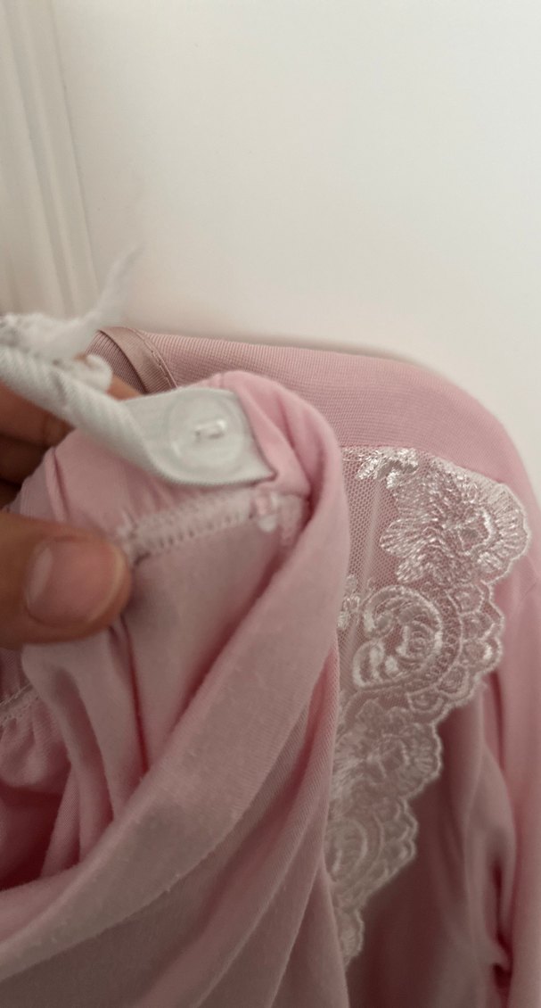 Nakış Detaylı Pembe Bohem Kadın Uzun Sabahlık lohusa takım - Görsel 5