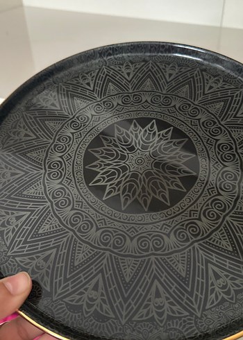 Soyut Desenli Siyah Bohem Tabak - Görsel 3