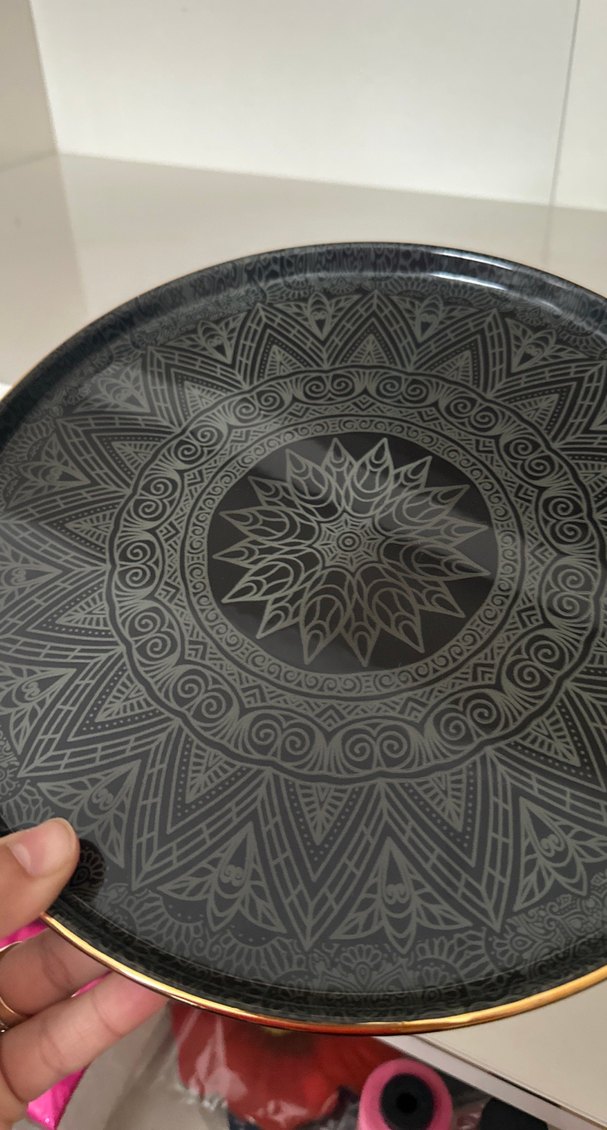 Soyut Desenli Siyah Bohem Tabak - Görsel 3