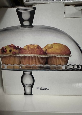 Ayaklı Beyaz Cam Pasta Servis Tabağı - Görsel 2