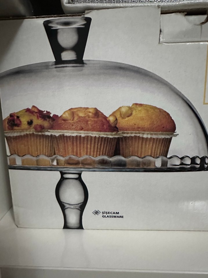 Ayaklı Beyaz Cam Pasta Servis Tabağı - Görsel 2