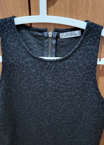 Siyah Desenli Kolsuz Triko Elbise - Görsel 2