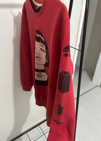Diğer Kırmızı mathilda Baskılı Oversize Sweatshirt