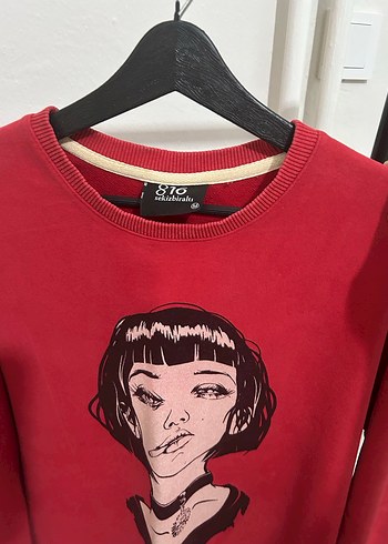 m Beden Kırmızı mathilda Baskılı Oversize Sweatshirt