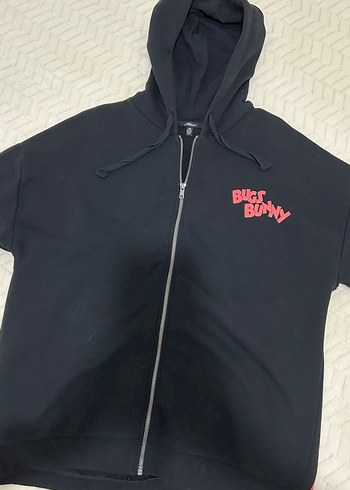Mavi Bugs Bunny Karakterli Renkli Kapüşonlu Sweatshirt
