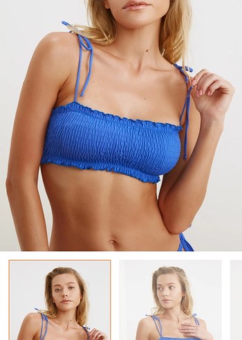 xs Beden Mavi Mini gipeli İpli Bikini Üstü