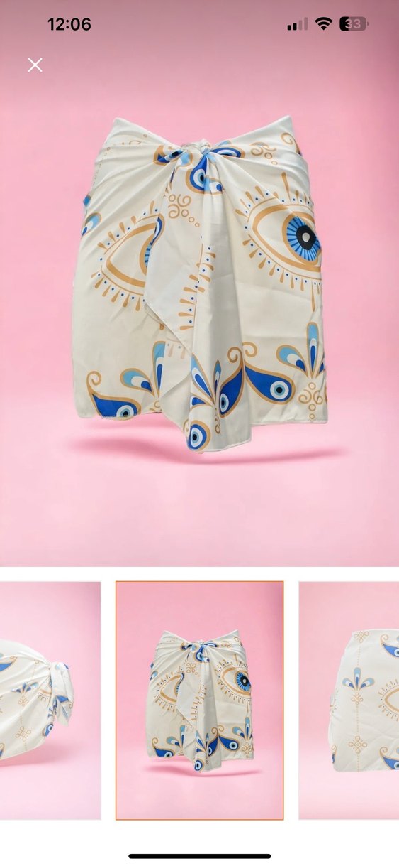 Beyaz Mini Bohem Pareo Desenli - Görsel 2