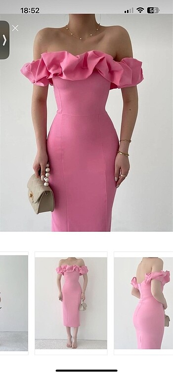 Pembe midi elbise