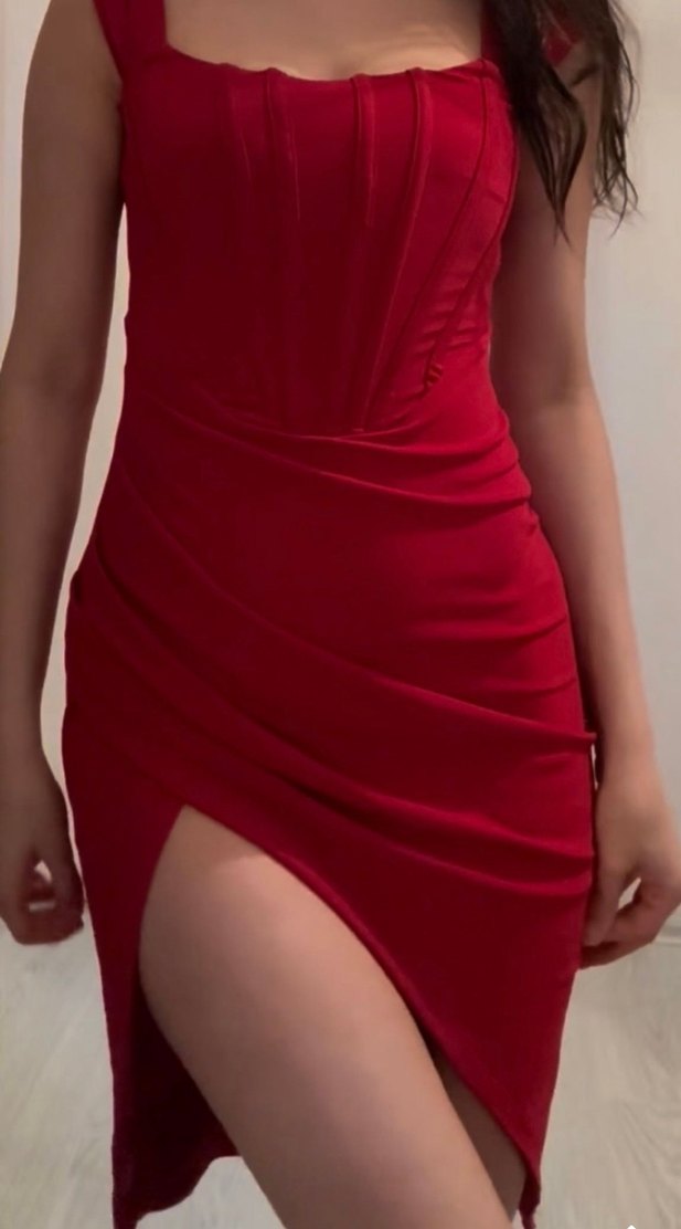 WHENER COMPANY Kırmızı Drapeli Mini Elbise - Görsel 2